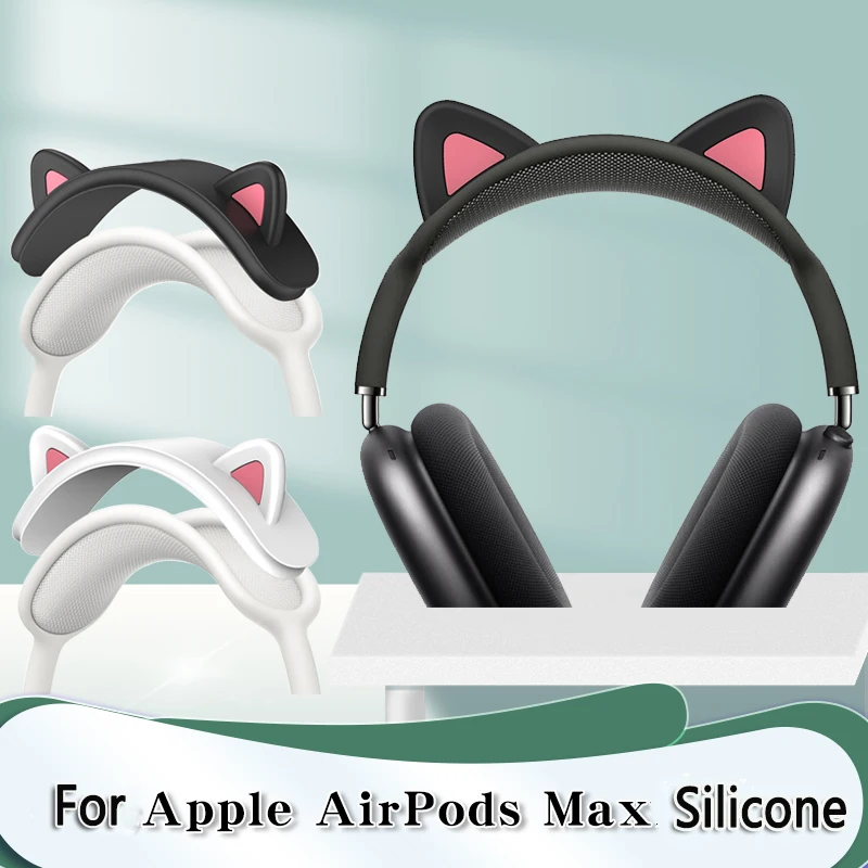 

Cute Cat Ears Headband Cover For Apple AirPods Max Soft Silicone Headphone Protectors Comfort Cushion Top Pad Protector Sleeve