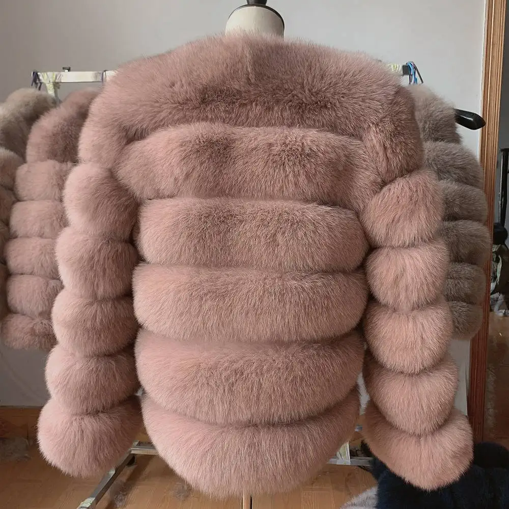 new style real fur coat 100% natural fur jacket female winter warm leather fox fur coat high quality fur vest Free shipping