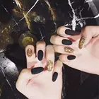 Накладные ногти с миндальным напылением 24 шт.коркор. черные и золотые блестящие накладные ногти для женщин модные съемные накладные ногти инструмент для маникюра