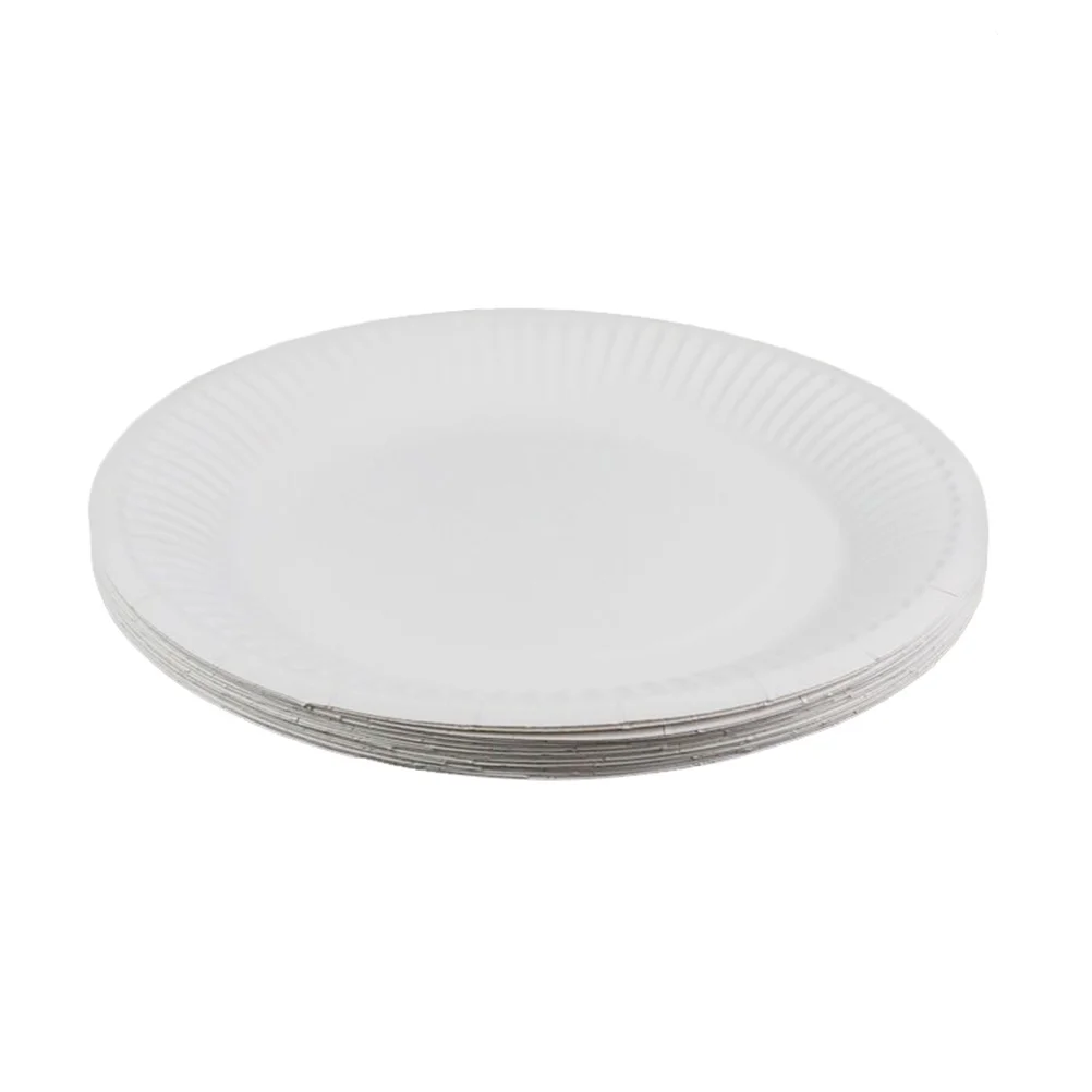 

100 Pcs Paper Plates Paper Cake Plate White Dishes Disposable Plates Planchas Barbecue Party Plates Paper Dish Plates