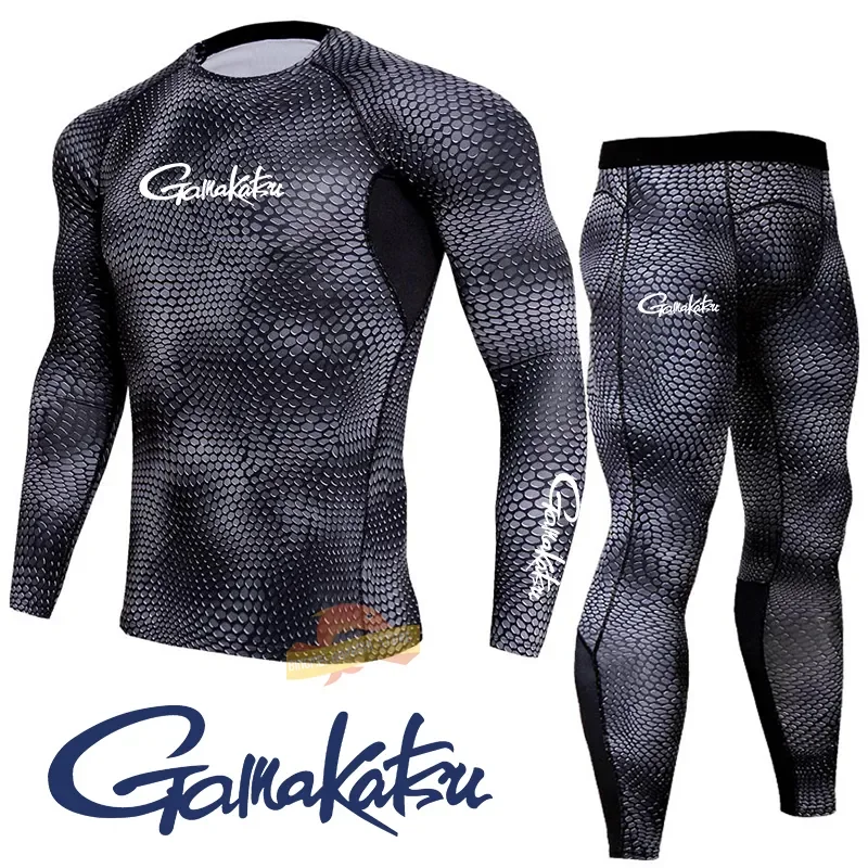 

Gamakatsu for Men Summer Fishing Suits Outdoor Sports Breathable Quick Drying Training Fitness Set Tight Elastic Cycling Clothes