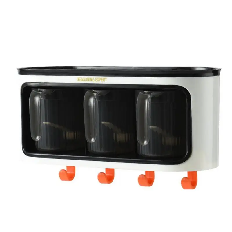 

Стеллаж для специй, настенный контейнер для соли с крючками для кухни, стандартный контейнер для горшка, кухонный прозрачный органайзер для специй