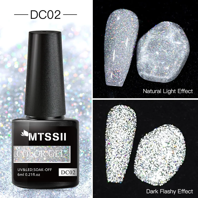 

Mtssii 6ml Reflective Glitter Gel Nail Polish Sparkling Auroras UV LED Nail Gel Semi Permanent Flash Varnish Need Base Top Coat