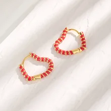 Pure 925 Silver Heart shaped Dropping Earrings with Red and Golden Color for Women's Casual Fashion Need Suit for Daily Wear