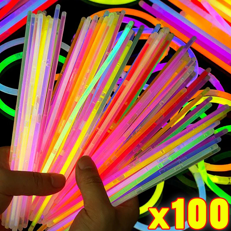 Флуоресцентные палочки 100/5 шт. светящиеся с разъемами ожерелья браслеты товары