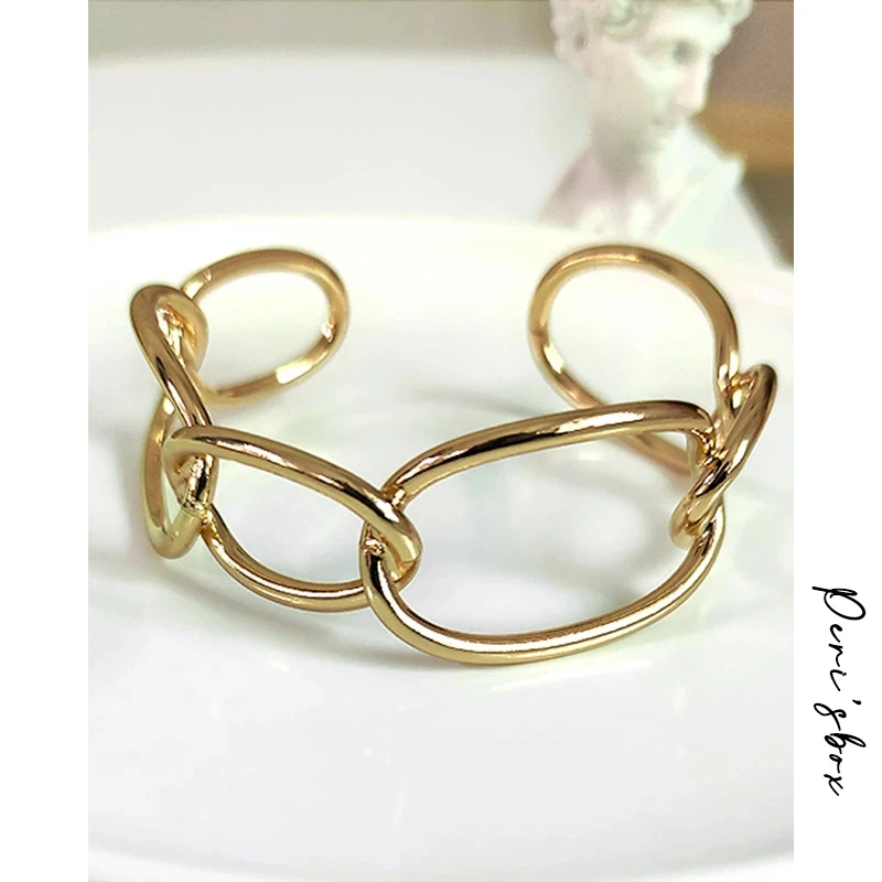 Peri'sbox панцирные звенья большие круглые браслеты для женщин минималистичные