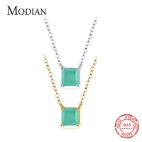 modian real 925 sterling silver classic charm tourmaline chain necklace for women wedding jewelry with box pendant neckalces