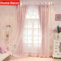 korean pastoral pink blackout princess curtains for girls kids living room bedroom windows treatment sheer tulle romantic screen