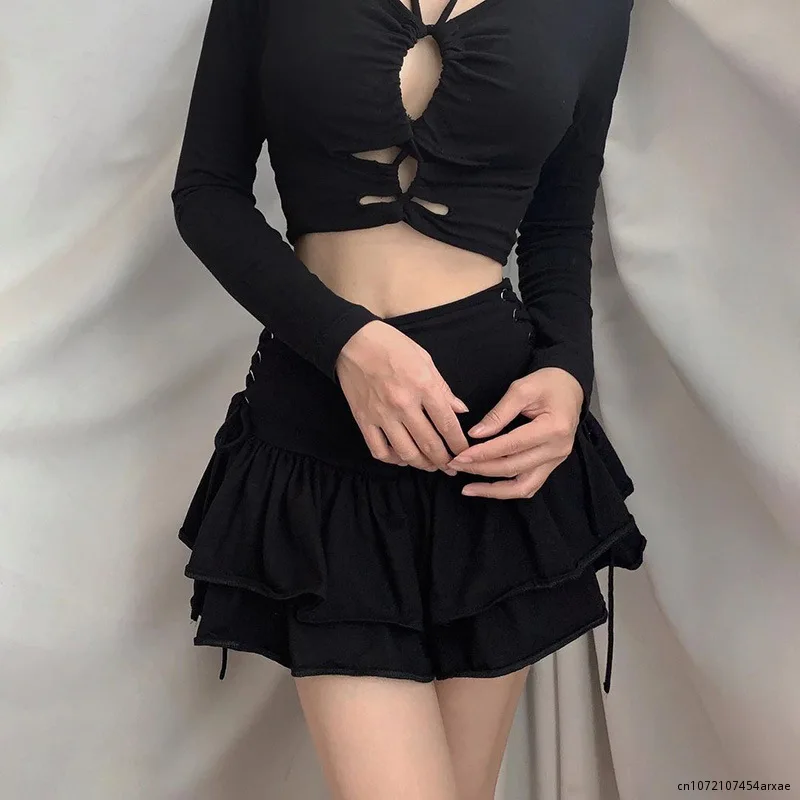 

Черная мини-юбка в стиле ретро Goth Mall, милая плиссированная юбка в стиле преппи в стиле темной академии, панк, гранж, готика, эстетичная одежда Y2K
