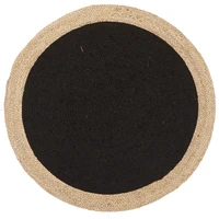 jute rug round natural circle black colour floor mat carpet organic free shipping