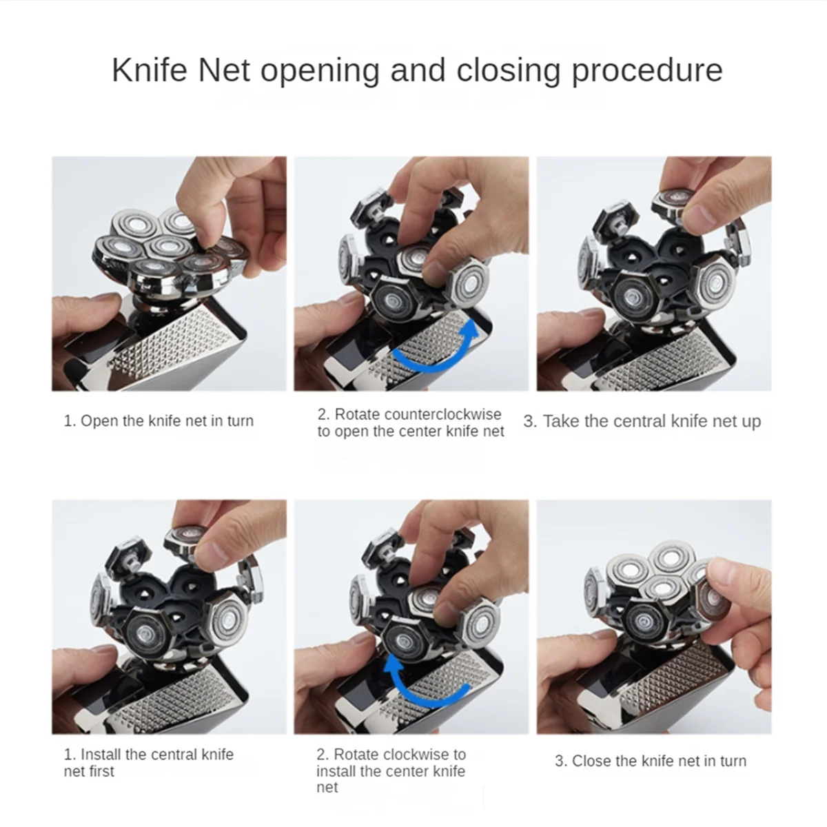 Вращающаяся головная Бритва для лысающих мужчин 7D водонепроницаемая IPX7 набор