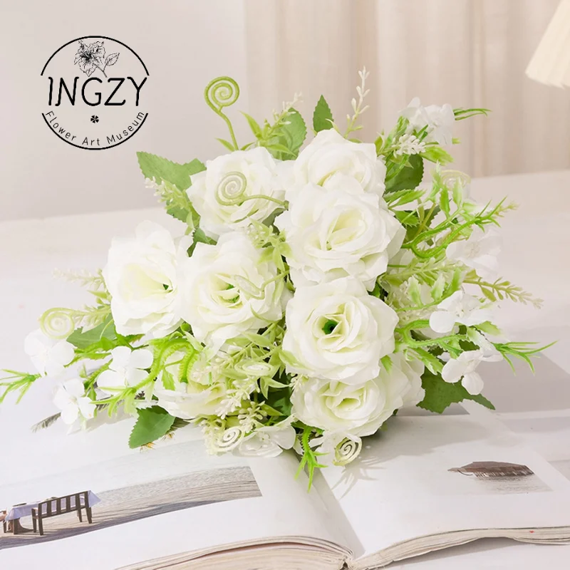 

Outdoor Gardening Decoration Rose Hydrangea Combination Artificial Flower Home Display Wedding Decoration Silk Flower