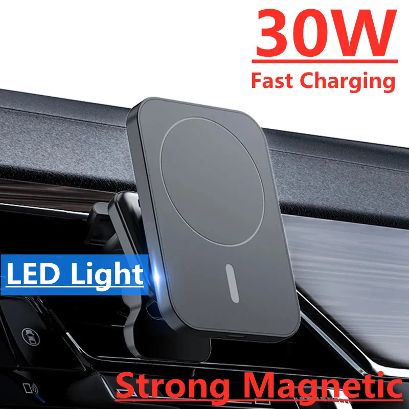 

30W Fast Qi Magnetic Wireless Charger Car Air Vent Phone Holder Mount Compatible with Macsafe Case for iPhone 12 13 Pro Mini Max