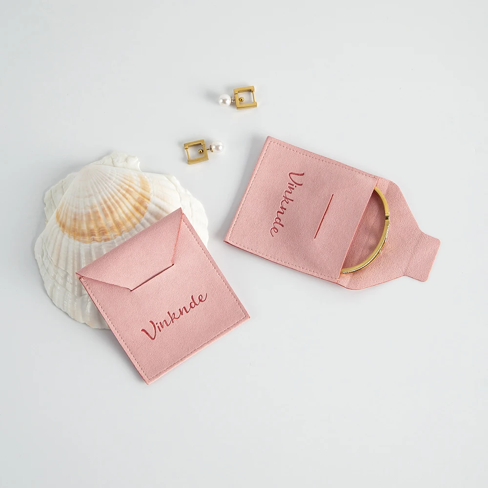 DIY Jewelry Packaging Pouches Custom Logo Envelope Insert Microfiber Suede Bags Wedding Birthday Bar mitzvah Party Gift Pouch