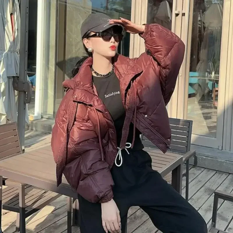 Зимние короткие парки с капюшоном Женское пальто большого размера утепленная