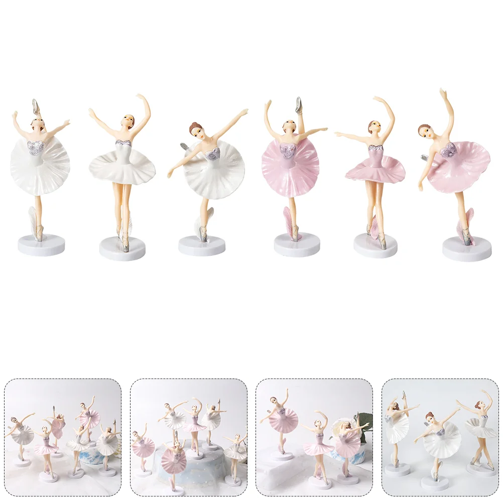 

6 Pcs Dancing Ballet Girl Miniature Dolls Dessert Ornament Decorations Plastic Cake Baby Topper