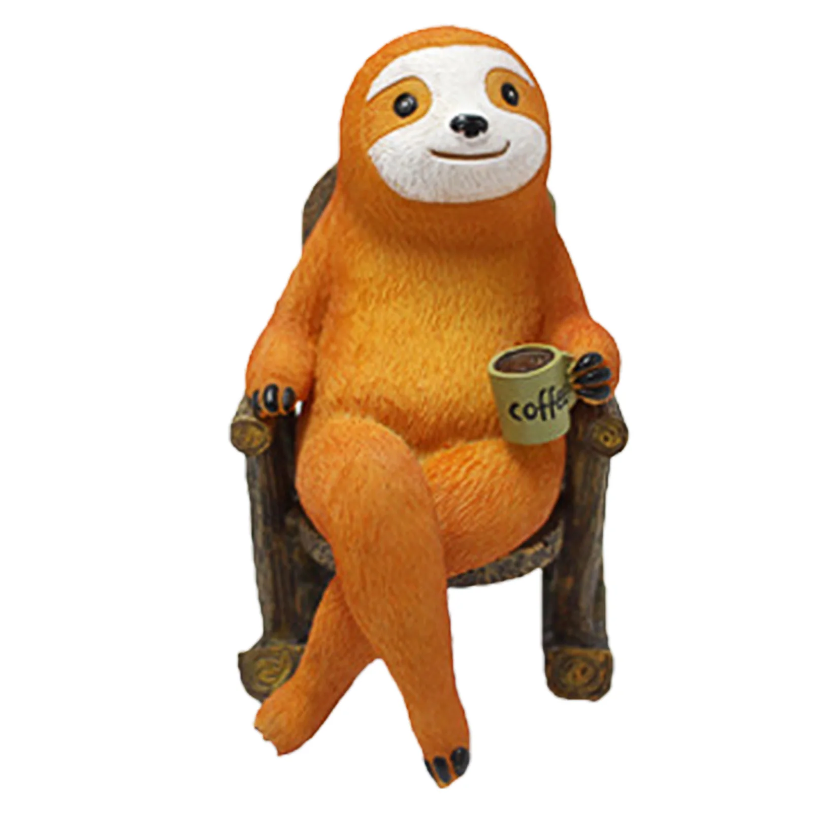 

Sloth Figurine Resin Sloth Figurines Relaxing On Rocking Chair Statue Garden Sloth Drinking Coffee Figures Sculptures For Indoor