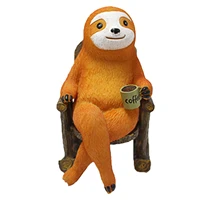 sloth figurine resin sloth figurines relaxing on rocking chair statue garden sloth drinking coffee figures sculptures for indoor