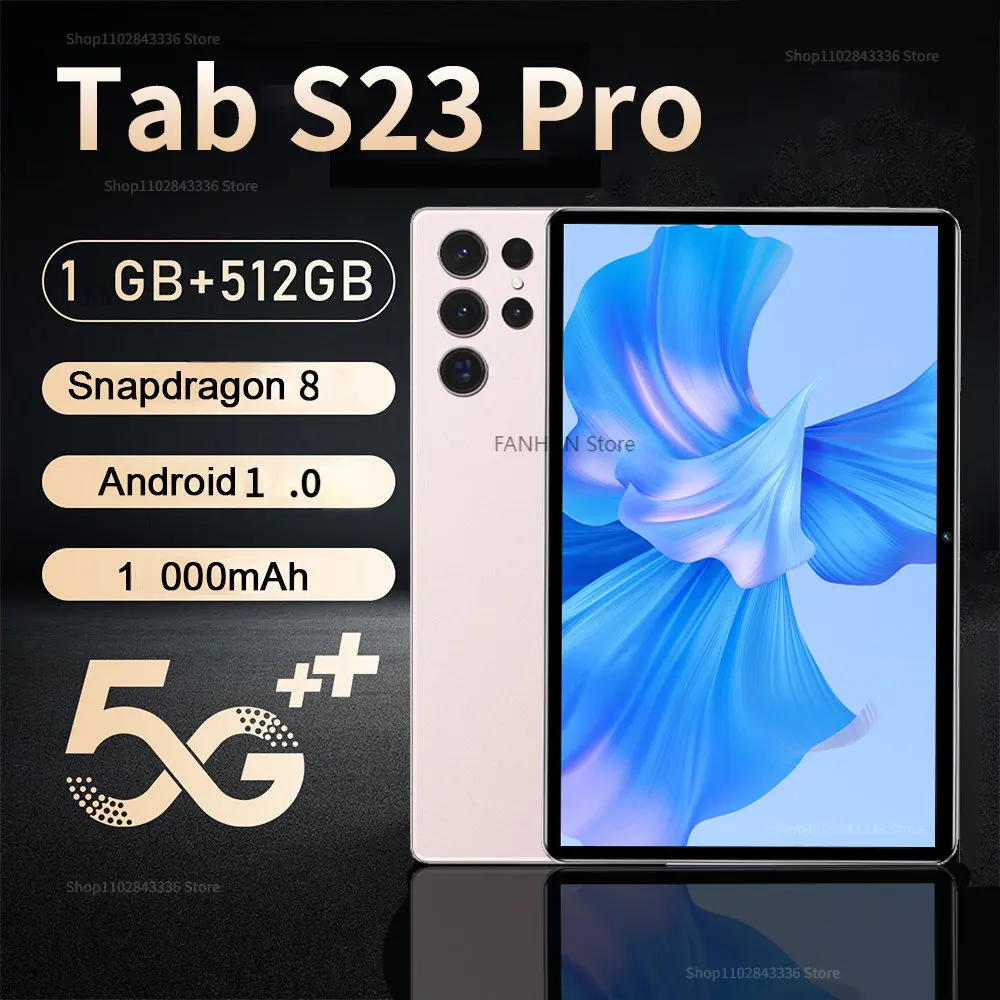 

2023 Tab S23 Pro Tablet 12 Inch Android 12 WQHD+Display Tablet RAM 12GB ROM 512GB Tablets Global Version 5G Tablet Pro