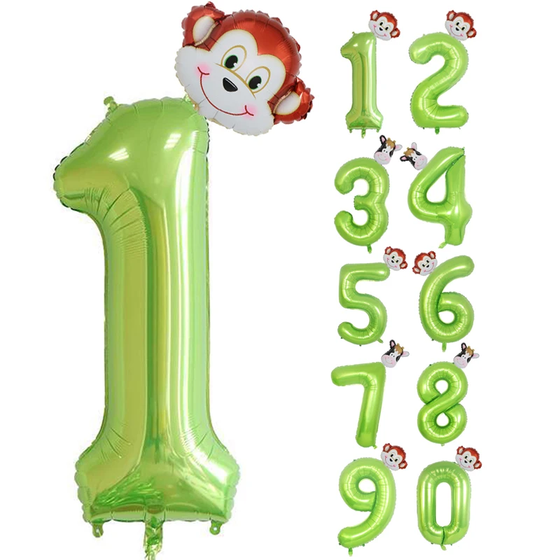 

1 Set 40 inch Number Foil Balloon Crown Figure 0-9 Birthday Jungle Animals Balloon Baby Shower Kids Birthday Party Decoration
