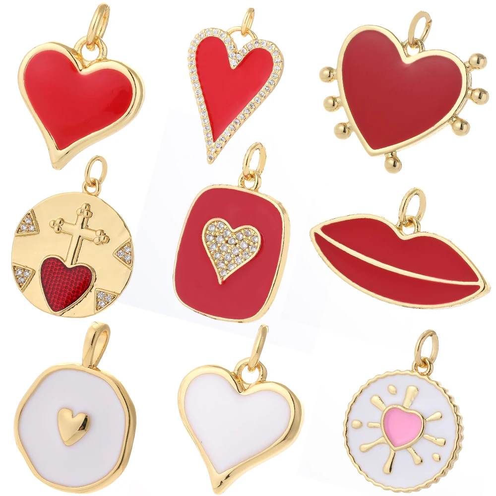 Red Heart Ture Love Diy Earrings Necklace Bracelet Gold Color Cute Designer Charms Pendant for Jewelry Making Phone Butterfly