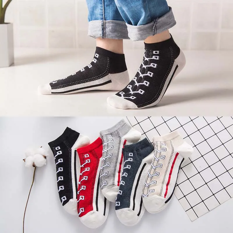 New Men Casual Socks Spring Summer Autumn Fashion Creative Denim Shoes Pattern Sock Japanese Korean Style Happy Women Sox