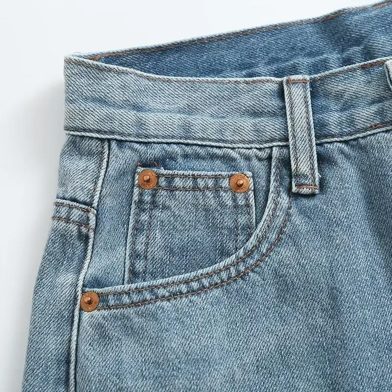 Withered Embroidered American Retro Washed Old Denim Shorts Pockets Casual Bermuda Women