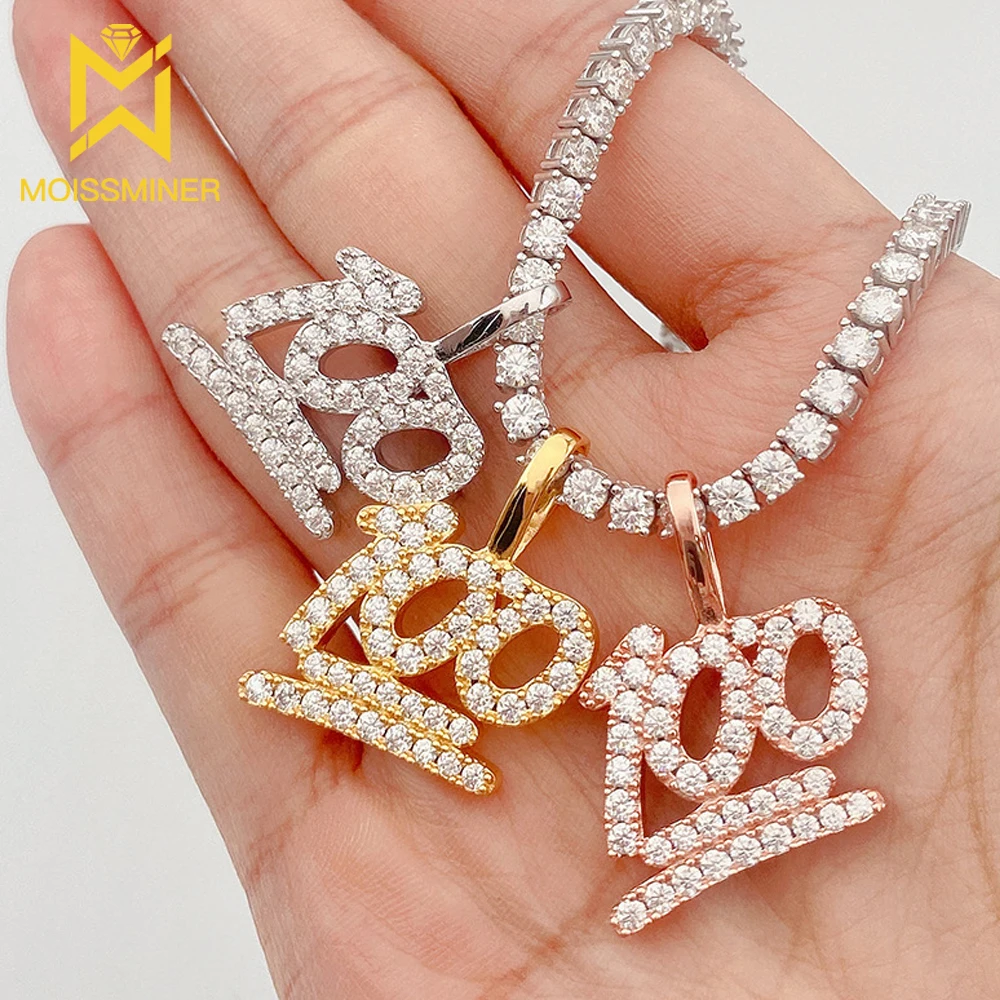 100 Moissanite S925 Silver Pendant Necklaces For Men Real Diamond Necklace Women Jewelry Pass Tester