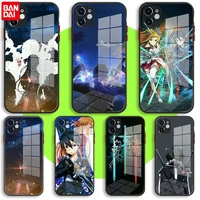 black soft glass case for iphone 13 11 12 mini pro max xs xr x 7 8 6 plus se2 silicone cover sword art online sao anime manga