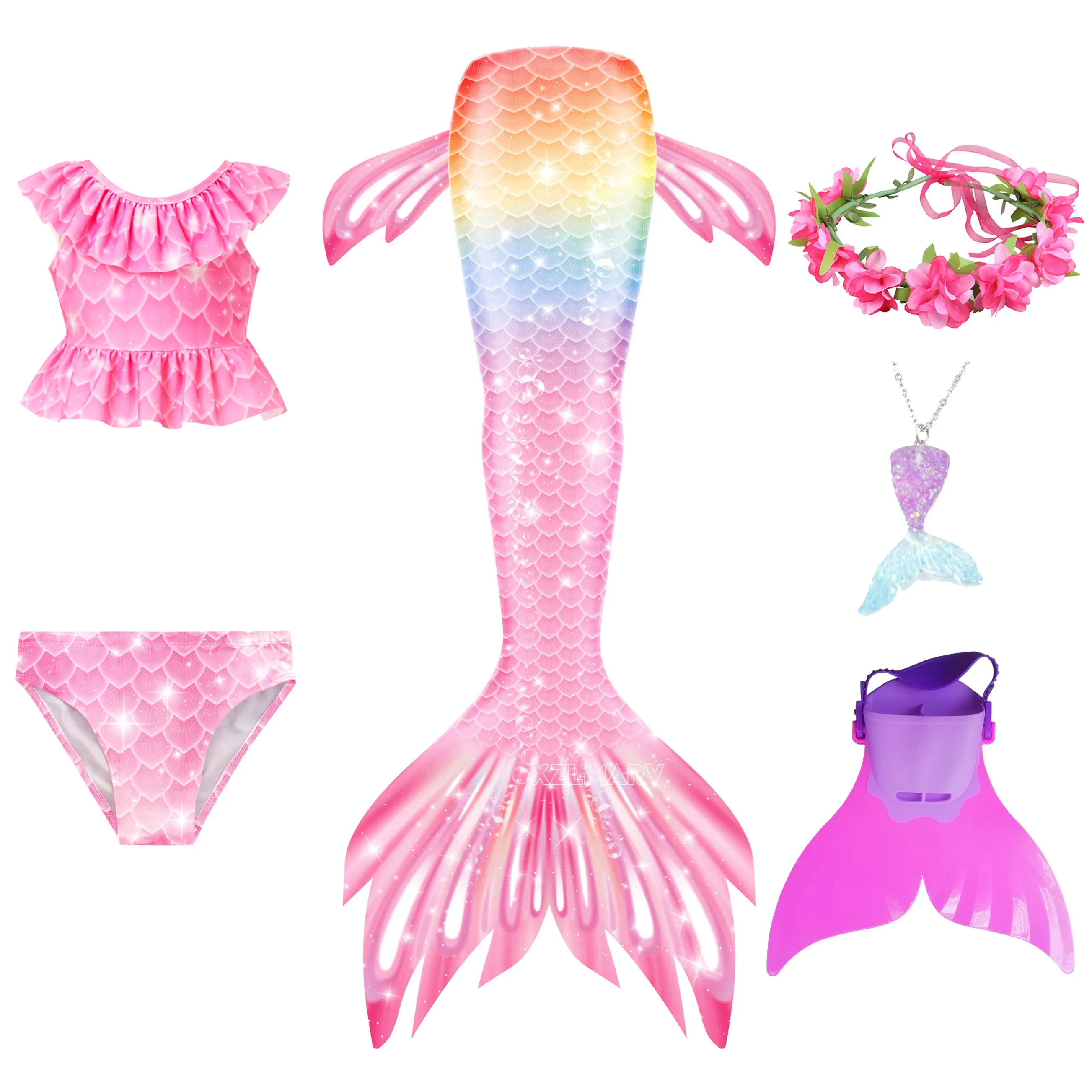 Купальник для девочек с хвостом Русалочки детский купальный костюм косплея