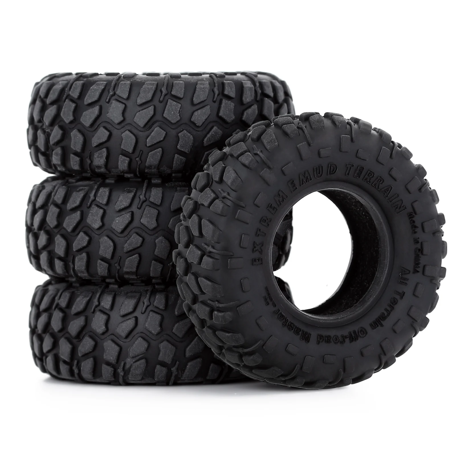 

4PCS Rubber Extreme Mud Terrain 49*17mm 1.0" Wheel Tires for 1/24 RC Crawler Car Axial SCX24 AX90081 AXI00001 AXI00002 (T1004)