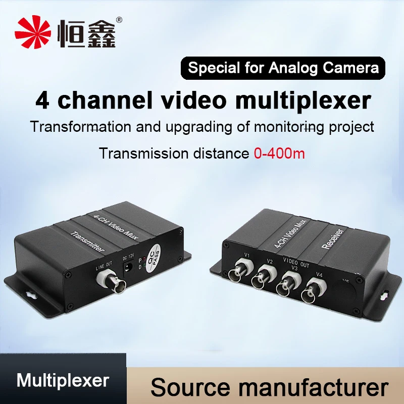 Analog 4 Channels Video Multiplexer Surveillance Camera 4CH Signal Superimposer 1 Cable Transmits Multiple MUX For CCTV