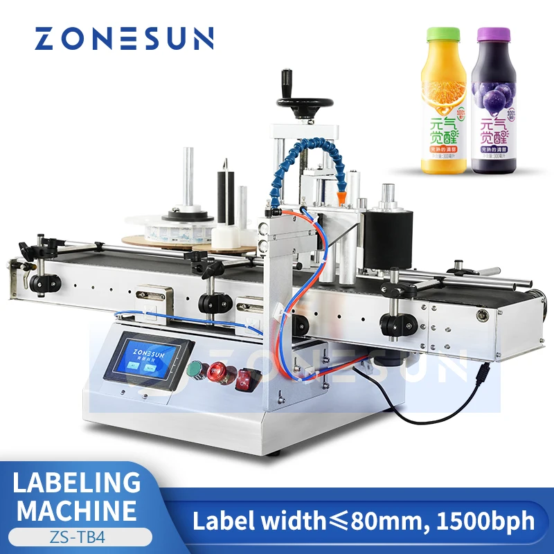 

ZONESUN Automatic Label Applicator Sticker Dispenser Machine Tabletop Vial Round Bottle Labeling Machine Small Business ZS-TB4