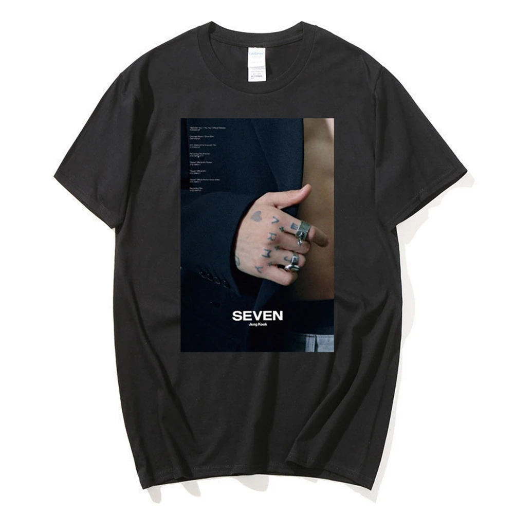 

KPOP BT-S JUNG KOOK Harajuku Women's T-shirt Seven 7 Printed Summer Round Neck Cotton Short Sleeve Fashion Oversized Couple Top