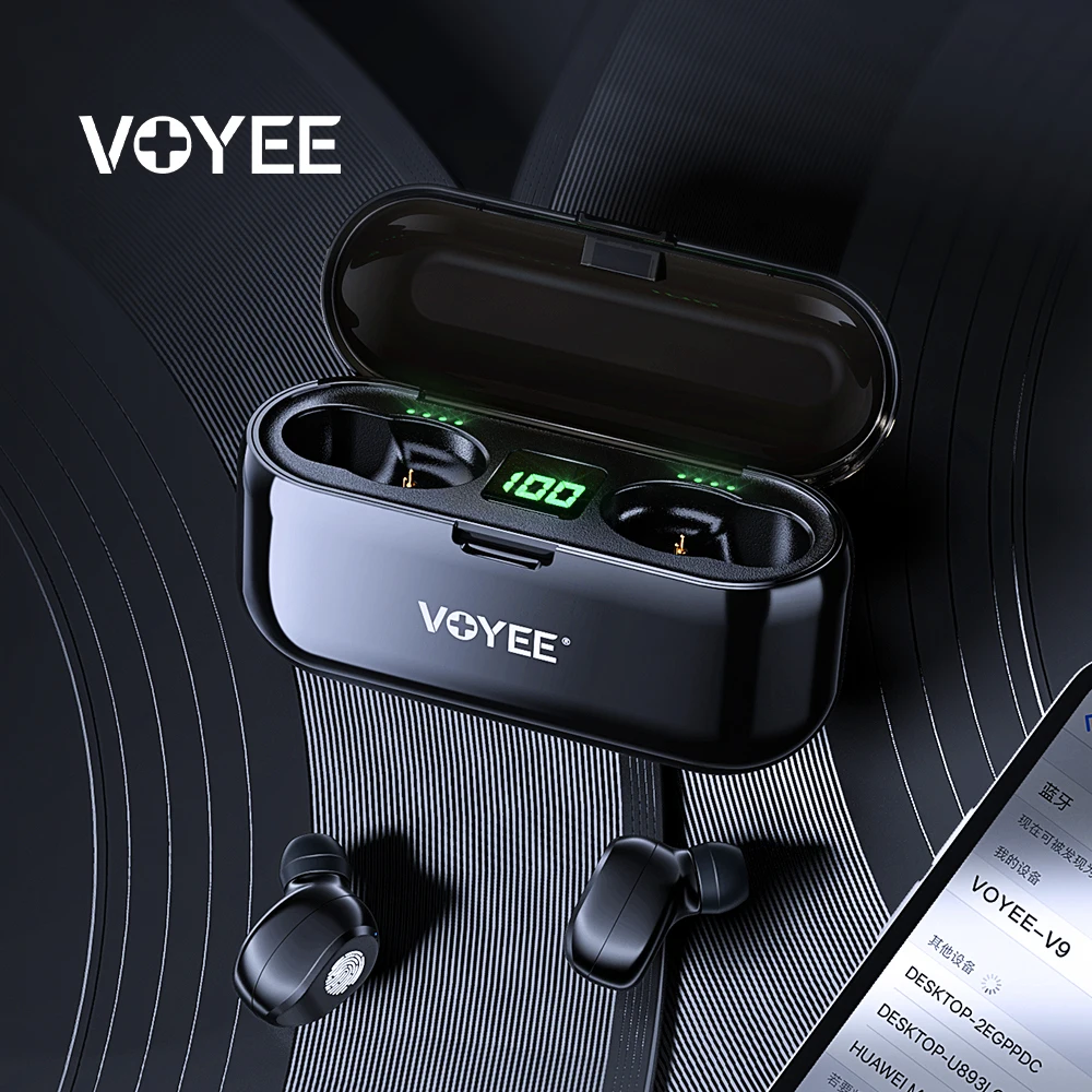 

VOYEE V9 TWS Wireless Headphones Bluetooth Earphones with Microphone Sport Headphone Waterproof Earphone for Phone