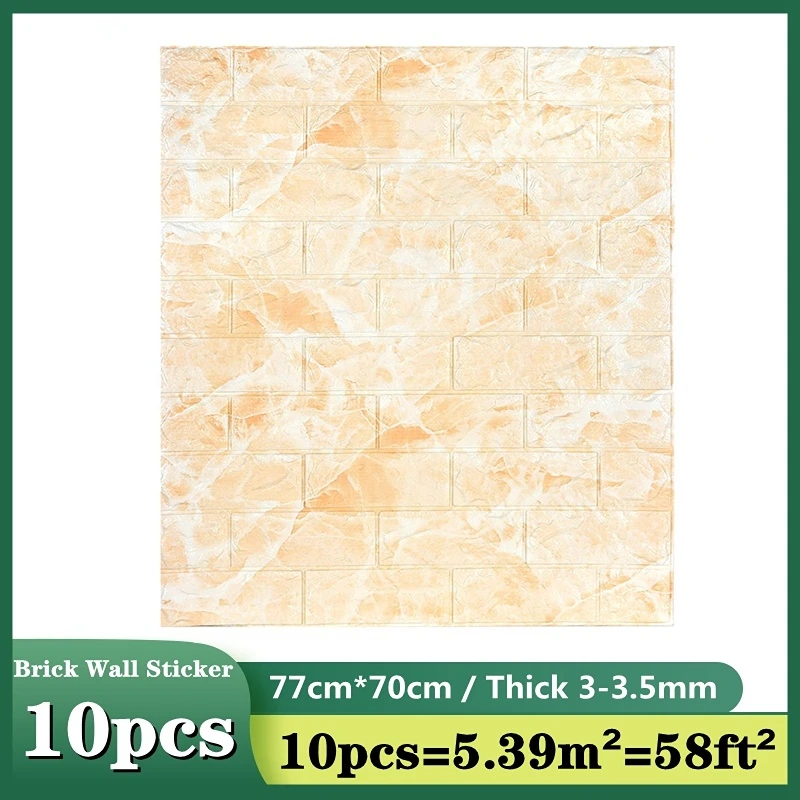 

10pcs 70x77cm 3D Marble Self-adhesive Wall Stickers Foam Wall Panels Living Room Bedroom Stickers TV Wall Paper Home Decoration
