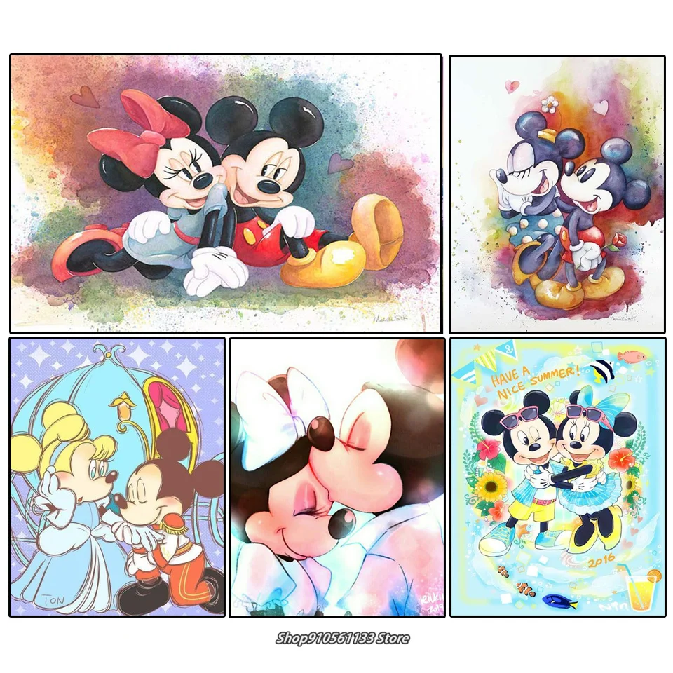 

Алмазная живопись с абстрактными мультяшными героями Диснея, Микки, полноразмерная/Круглая Мозаика, вышивка, картина, Настенный декор, пода...