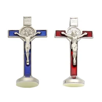 metal cross figurine jesus crucifix christ catholic statue art ornament for home bedroom living room car decoration