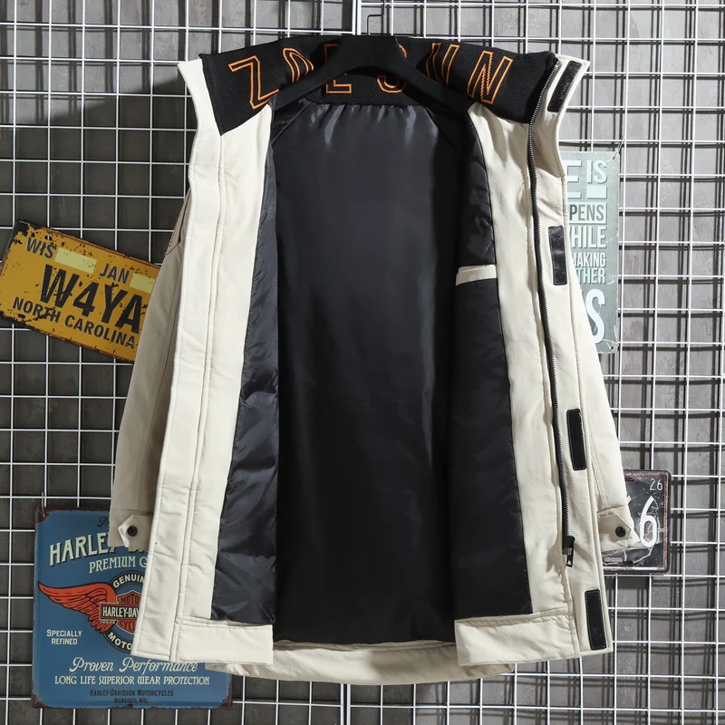 Warm and fashionable casual down jacket in autumn and winter Men's fashionable long work clothes Down jacket in Korean version 5