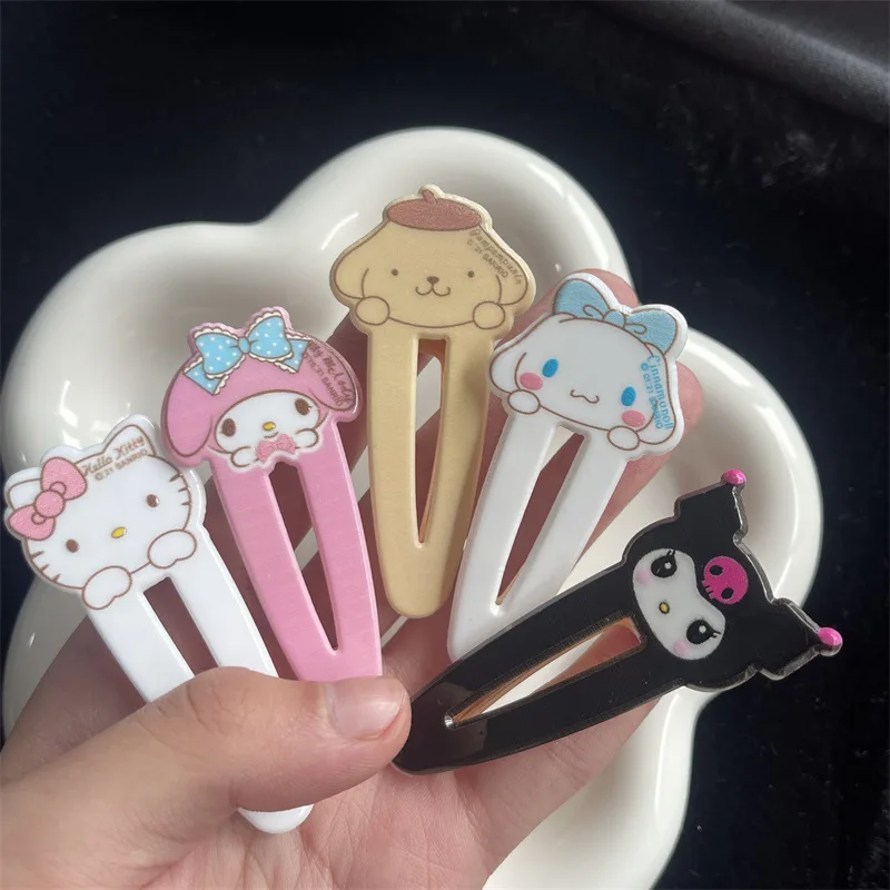 

Cute Sanrio Kuromi Mymelody Hairpin Female Kawaii Student Bangs Side Clip Children's Fashion Hair Accessories Duckbill Clip Gift