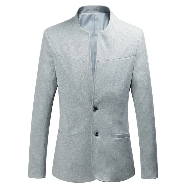 

Оригинальный мужской пиджак-туника без воротника в китайском стиле, новинка 2023 года, однобортный Повседневный пиджак, мужская верхняя одежда