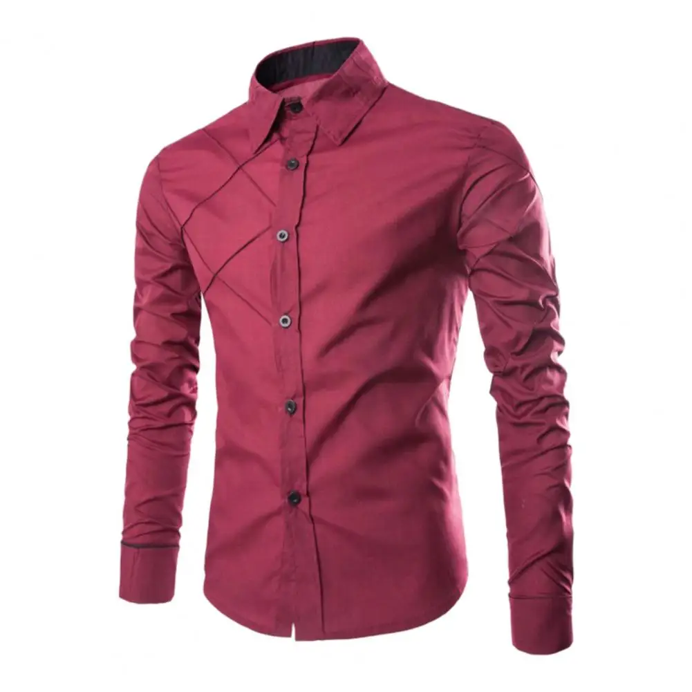 Мужская приталенная рубашка в клетку деловая контрастных цветов с длинными