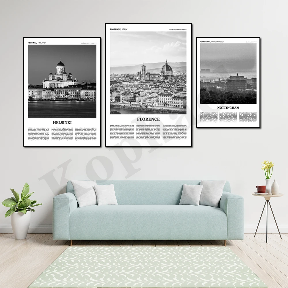 Фото Анталья Lyon Florence Nottingham Leicester Стамбул Helsinki Валенсия городской пейзаж фотографии домашний декор плакат №2