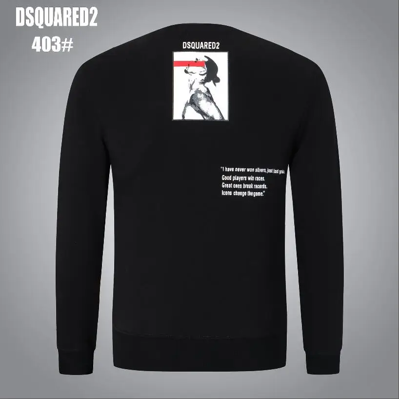 

ICON Embroidery Dsquared2 Hip Street Men Sports Sweatshirt Bright Large Logo Front Casual Drawing Hoodies Big Size M-3XL