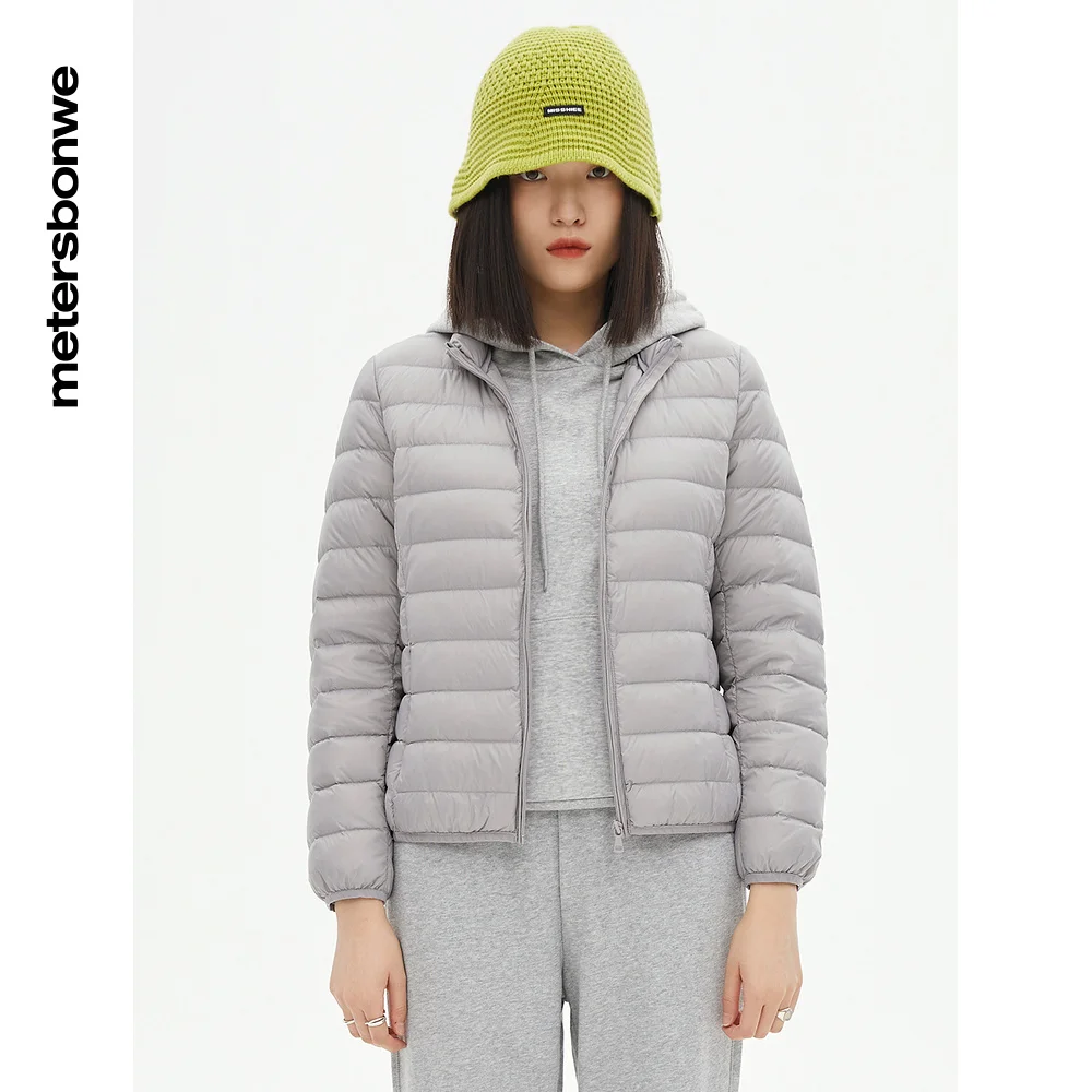 Metersbonwe Ultralight Basic Stand Collar Down Jackets Women 90%White Light Soft Duck Down Warm Warm Wer Slim Winter Down Coat