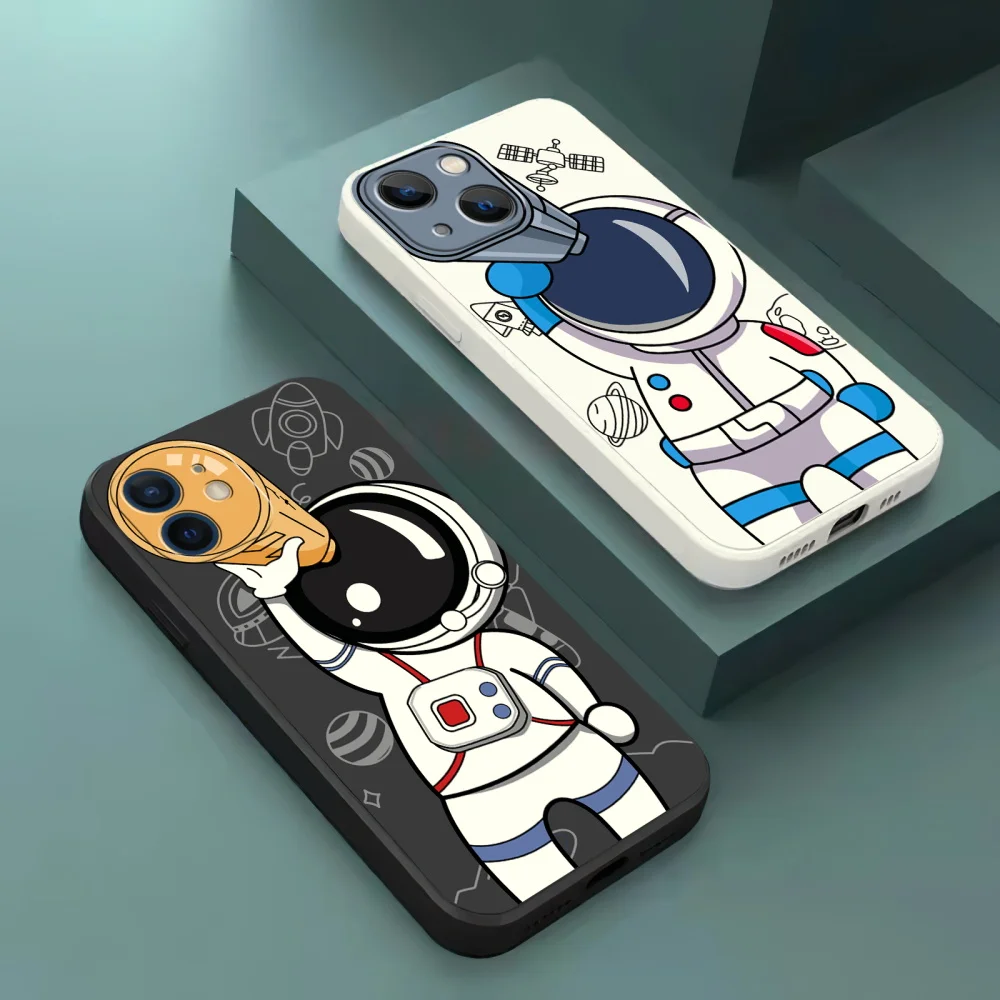 

Cute Astronaut Phone Case For iPhone 11 12 13 Pro 12 13 Mini X XS XR Max 6 7 8 Plus Colour Silicon Soft Bumper Back Cover Fundas