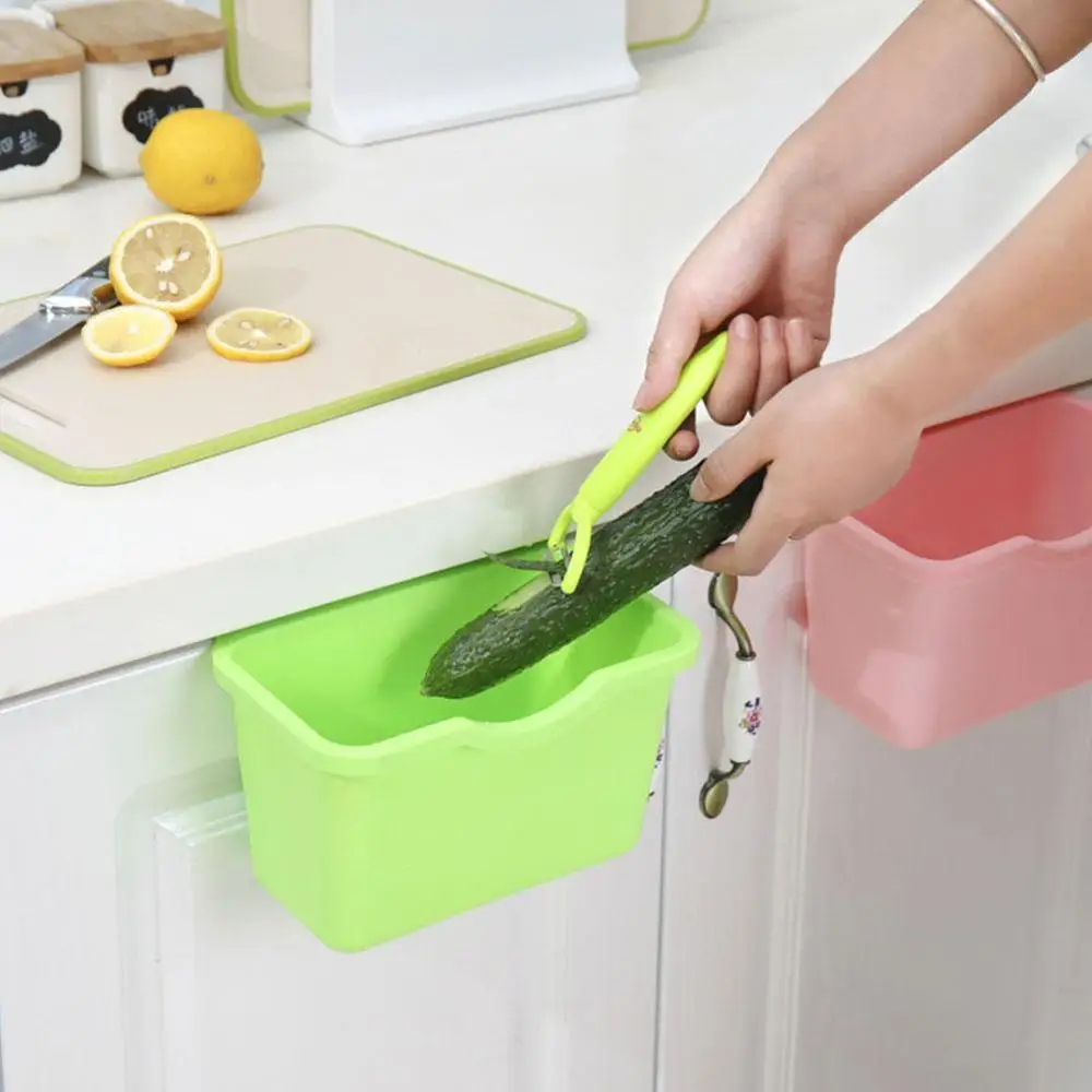 

Plastic Basket Hanging Trash Can Waste Bin Garbage Can Storage Box Trash Storage Desktop Kitchen Holder Cabinet Door kitchen bin