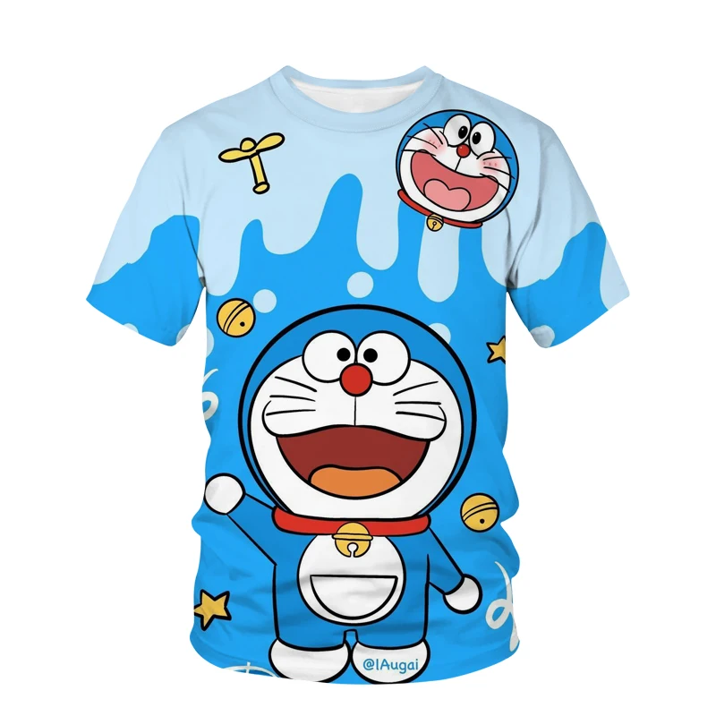 

Mens 3D Tshirt Doraemon Print Design Ragged Cartoon 3D Print Top Fashion Black T Shirt Oversized Clothes Boys and Girls T shirt