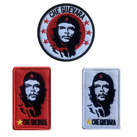 Che Guevara Head Embroidery Round Emblem Cuban Revolutionary Leader Bust Hook Loop Backing Tactical Patch Hero Face Morale Badge
