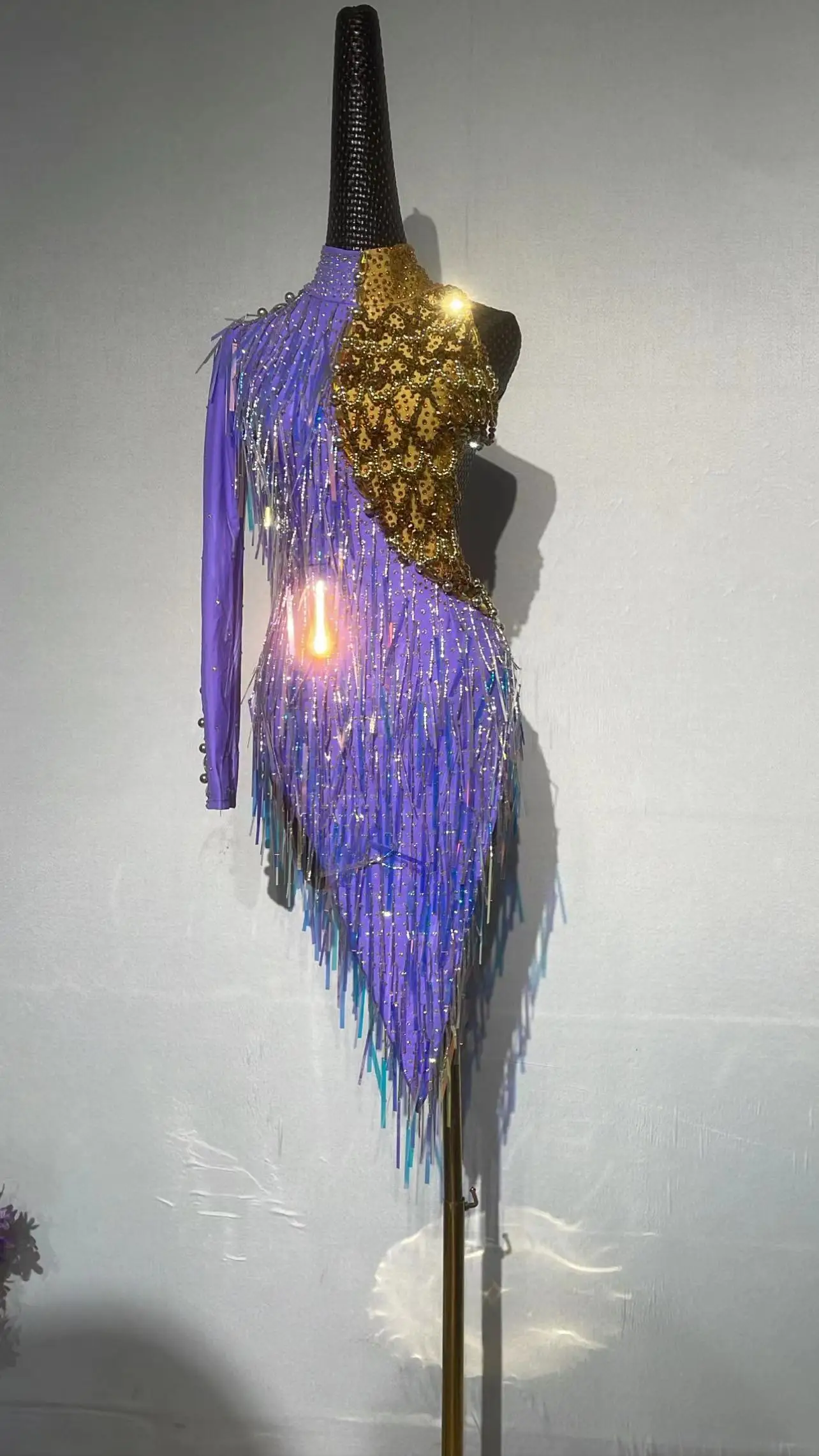 

Женское платье для латиноамериканских танцев, одежда для тренировок, одежда со сверкающими звездами и стразами с кисточками, одежда для выс...